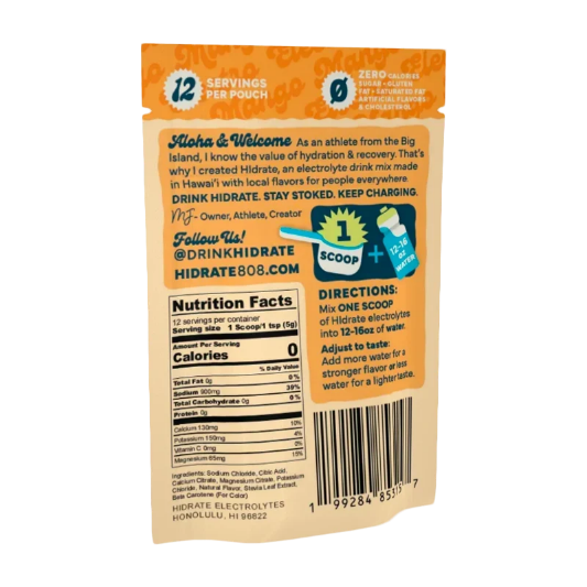 芒果味电解质补水饮品 - package label